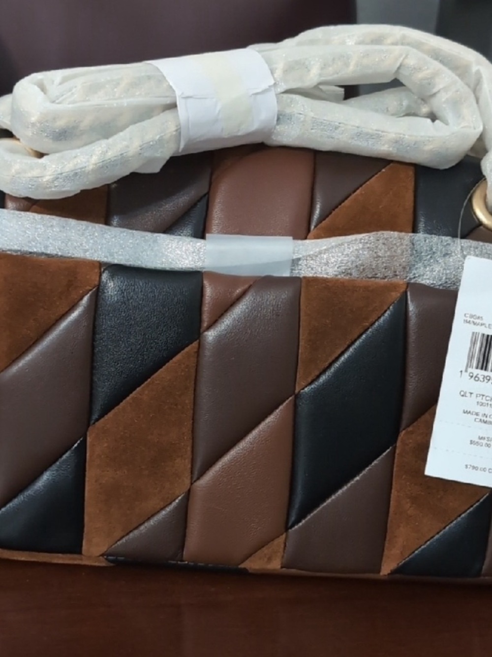 Coach tabby 26 Quilted Chevron Leather & Suede Crossbody in Brown and Black - Picture 4 of 4